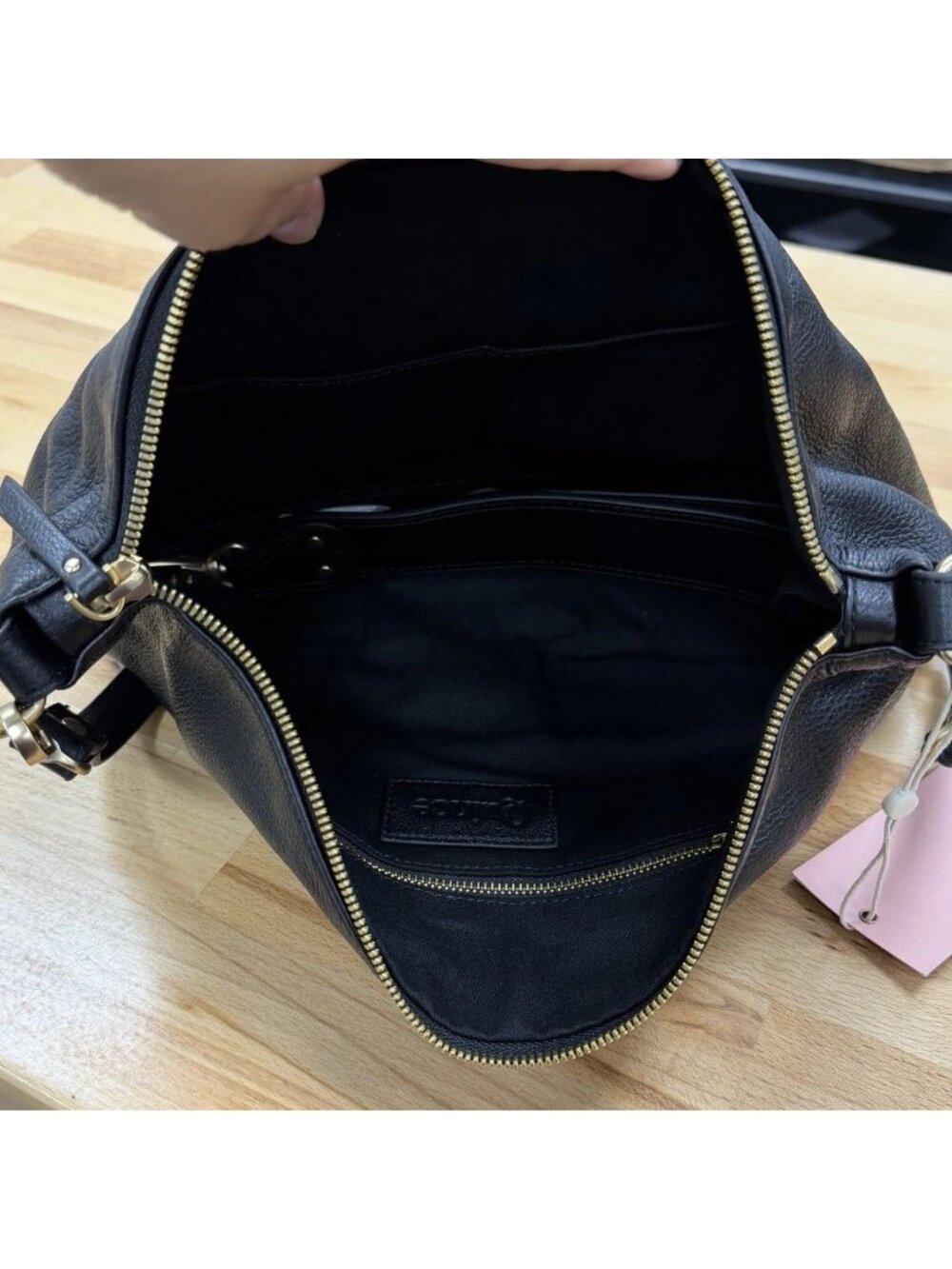 Quince Italian Leather Convertible Crescent Shoulder Bag With Crossbody Strap - Picture 5 of 16